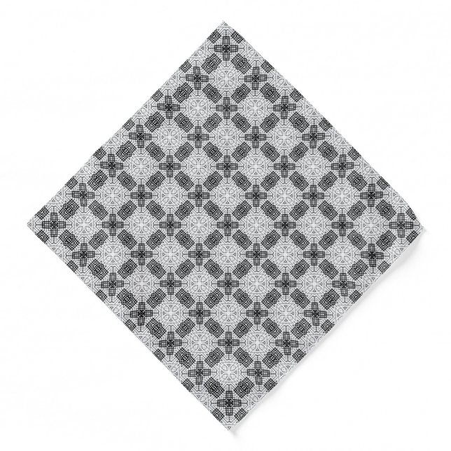 White and black openwork geometric pattern Anna Bandana (Front)