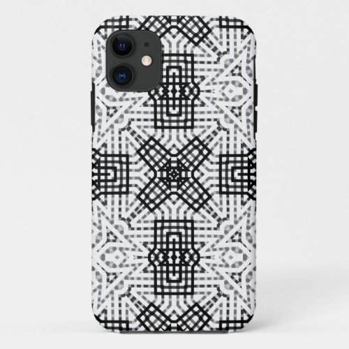White and black openwork geometric pattern Anna iPhone 11 Case
