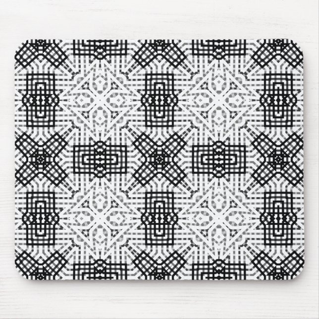 White and black openwork geometric pattern Anna Mouse Pad (Front)