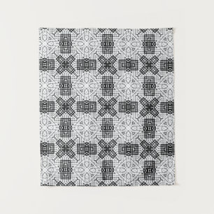 White and black openwork geometric pattern Anna Tapestry