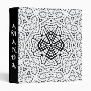 White and black openwork geometric pattern Elsa 3 Ring Binder