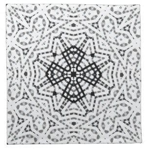White and black openwork geometric pattern Elsa Cloth Napkin