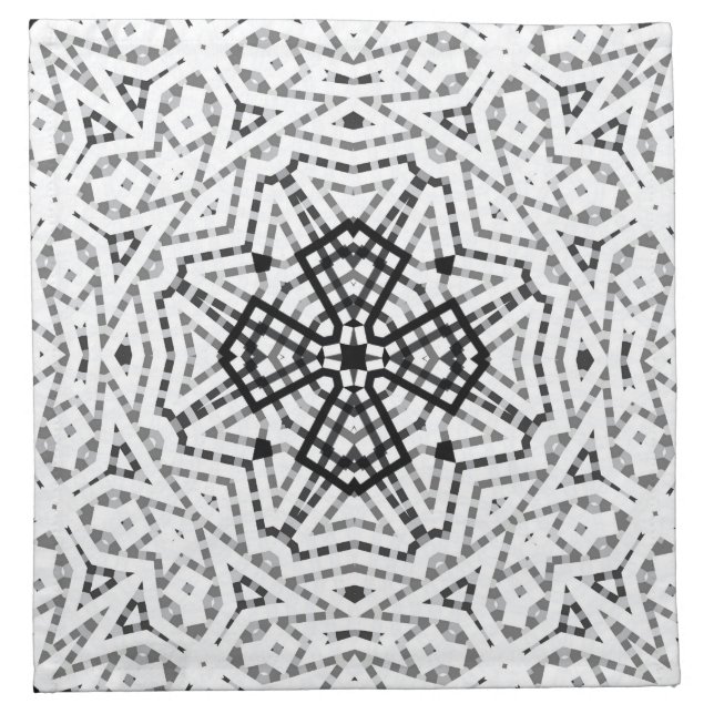 White and black openwork geometric pattern Elsa Cloth Napkin (Front)