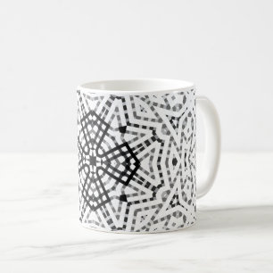 White and black openwork geometric pattern Elsa Coffee Mug