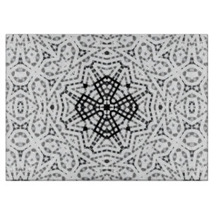 White and black openwork geometric pattern Elsa Cutting Board