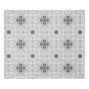 White and black openwork geometric pattern Elsa Duvet Cover