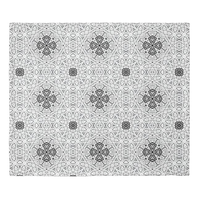 White and black openwork geometric pattern Elsa Duvet Cover (Front)
