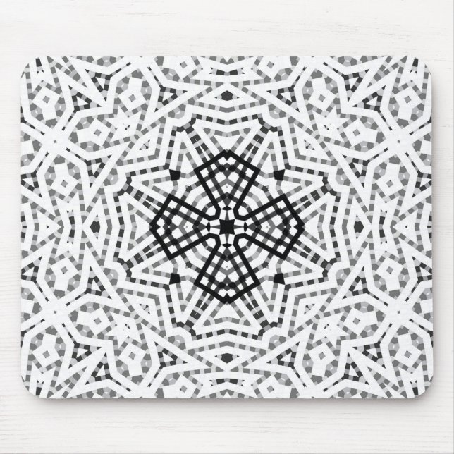 White and black openwork geometric pattern Elsa Mouse Pad (Front)