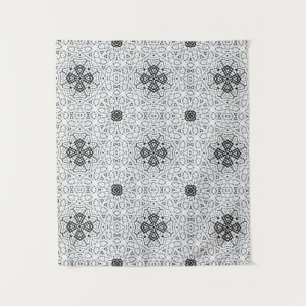 White and black openwork geometric pattern Elsa Tapestry