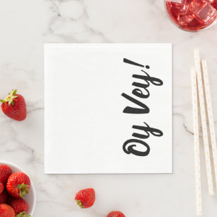 White and Black Oy Vey Paper Napkins
