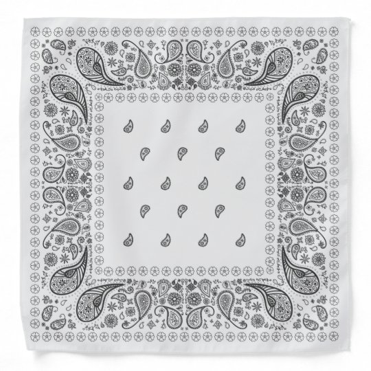 White and Black Paisley Design Bandana | Zazzle.com