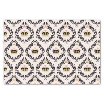White And Black Pattern With Gold Crowns Tissue Paper by JLBIMAGES at Zazzle