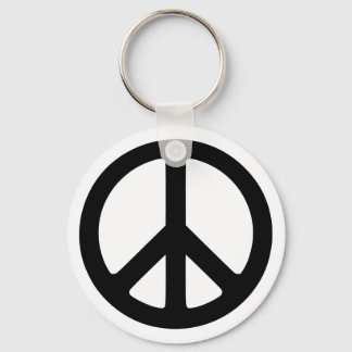 White and Black Peace Symbol Keychain