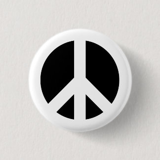 White and Black Peace Symbol Pinback Button