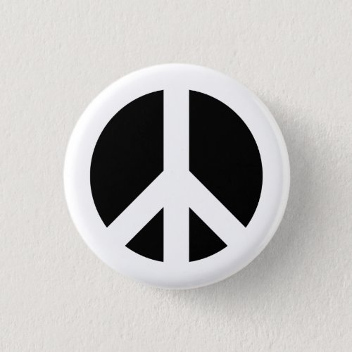 White and Black Peace Symbol Pinback Button