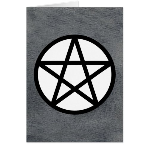 White and Black Pentacle on Black Watercolor Card