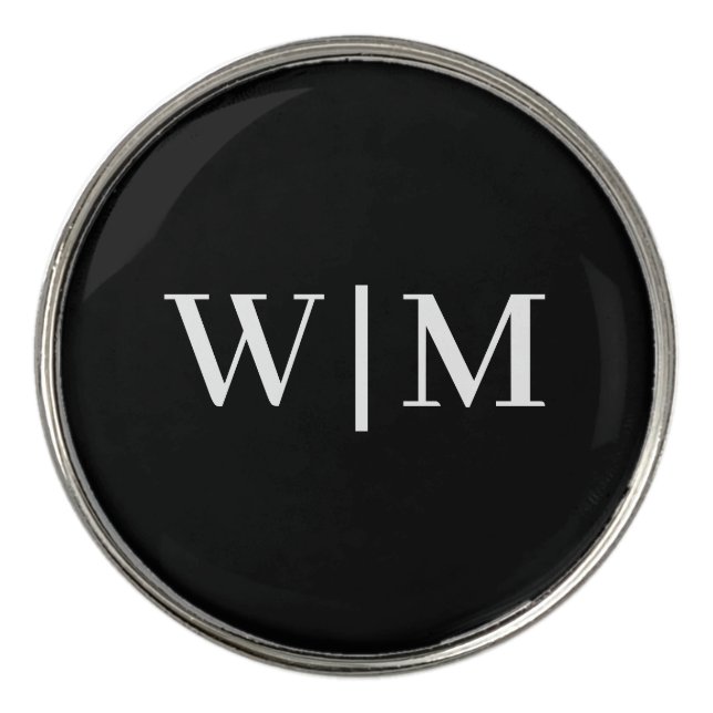 White and Black Personalize  Golf Ball Marker (Front)