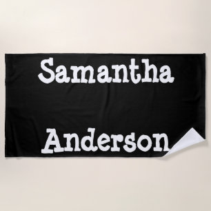 White And Black Personalized Beach Towel