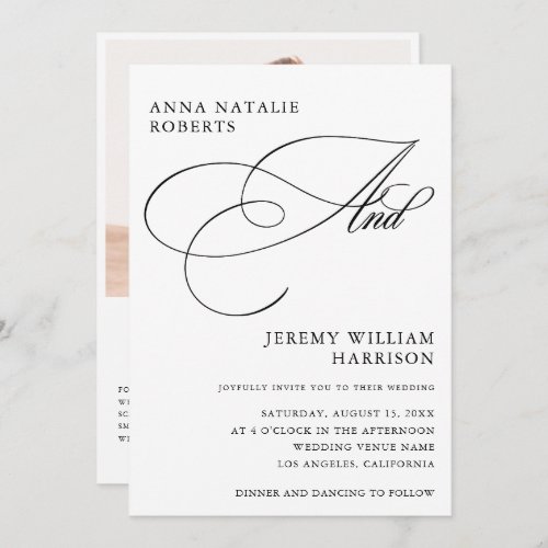 White and Black Photo Script And QR Code Wedding Invitation