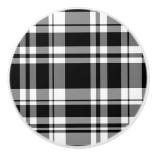 White and Black plaid Ceramic Knob
