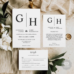 White and Black Plain and Simple Wedding Invitation