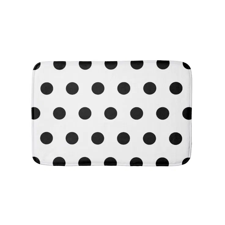 White and Black Polka Dot Bath Mat Zazzle