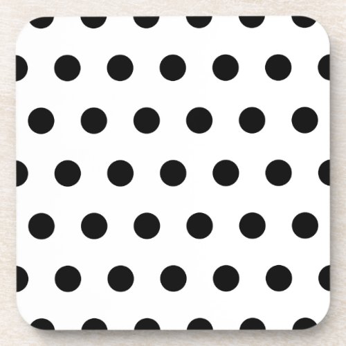 White and Black Polka Dot Beverage Coaster