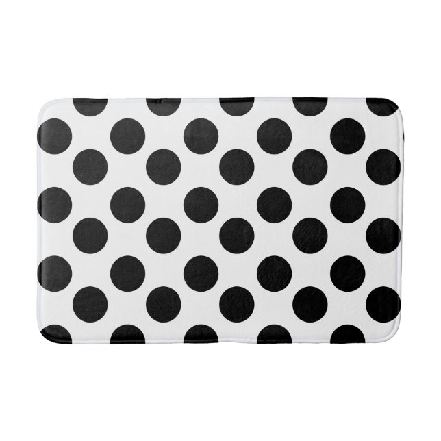 White and Black Polka Dot Foam Bath Mat (Front)