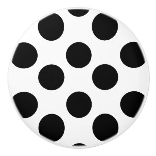 White and Black Polka Dot Furniture Knob