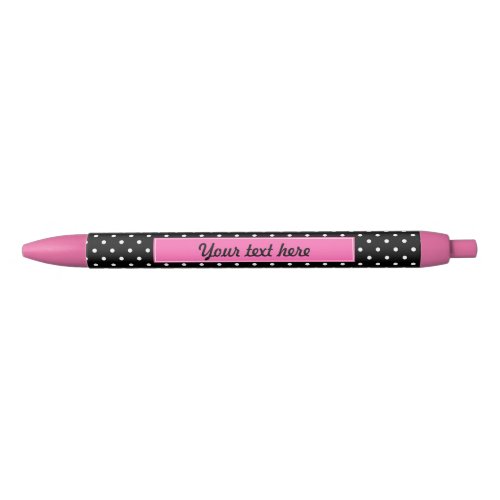 White and Black Polka Dot Pattern Black Ink Pen