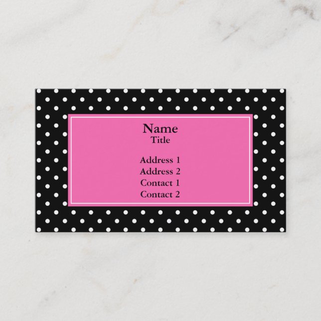 White and Black Polka Dot Pattern Business Card (Front)
