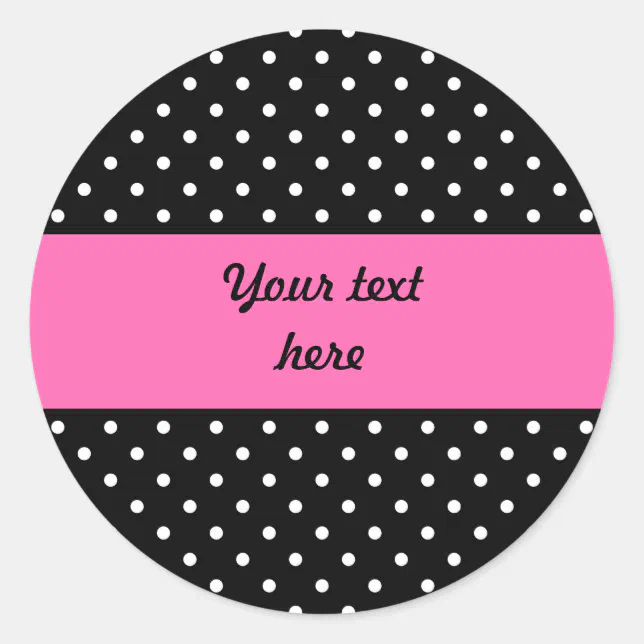 White and Black Polka Dot Pattern Classic Round Sticker | Zazzle
