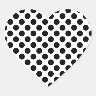 White and Black Polka Dot Pattern Heart Sticker