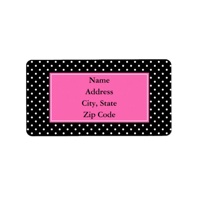 White and Black Polka Dot Pattern Label (Front)