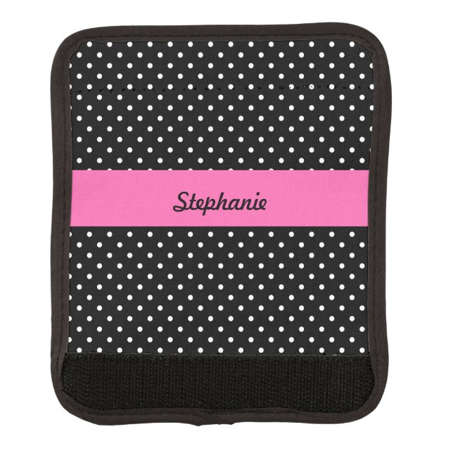 White and Black Polka Dot Pattern Luggage Handle Wrap (Front)