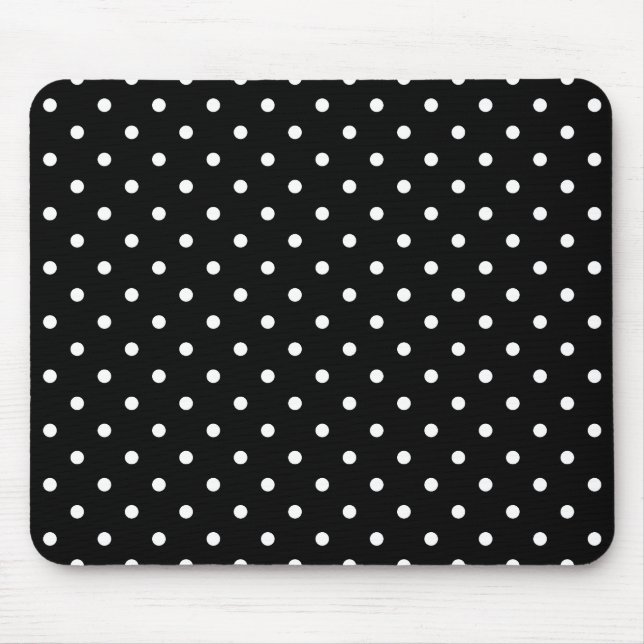 White and Black Polka Dot Pattern Mouse Pad (Front)