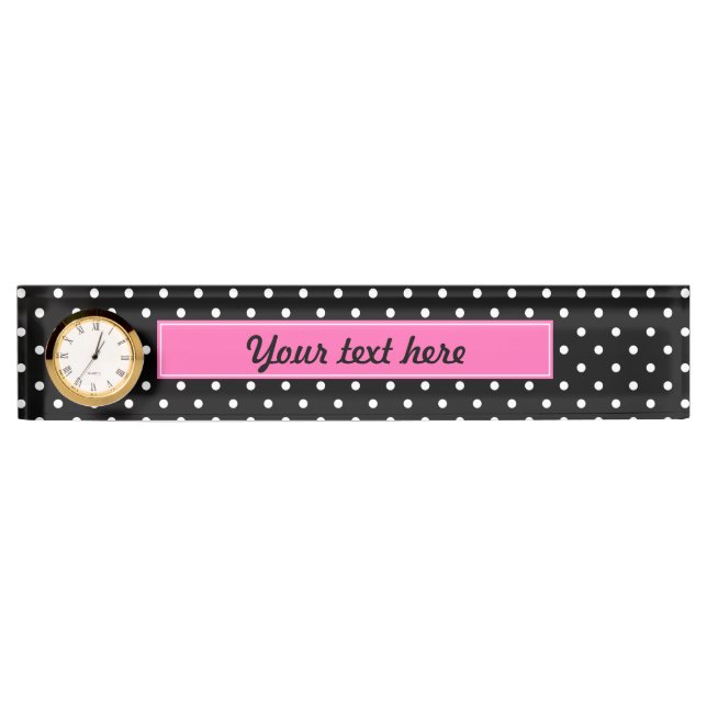 White and Black Polka Dot Pattern Nameplate (Front)