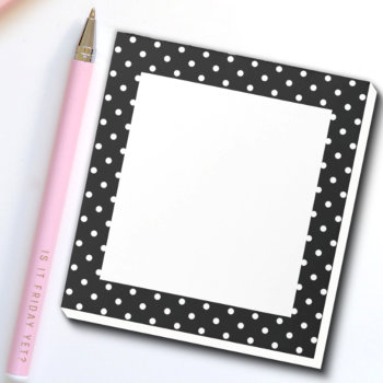White And Black Polka Dot Pattern Notepad by KarinaandCleo at Zazzle