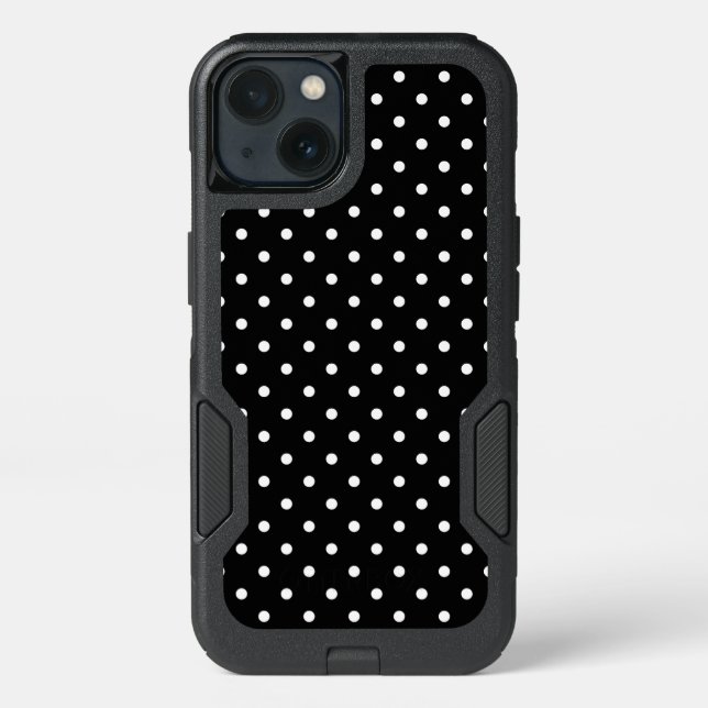 White and Black Polka Dot Pattern Otterbox iPhone Case (Back)