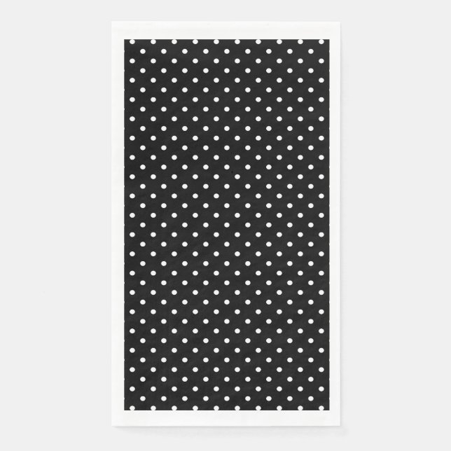 White and Black Polka Dot Pattern Paper Guest Towels (Front)
