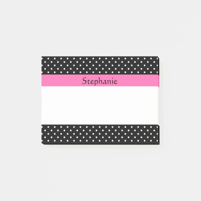 White and Black Polka Dot Pattern Post-it Notes (Front)