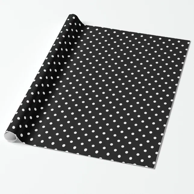 White and Black Polka Dot Pattern Wrapping Paper | Zazzle