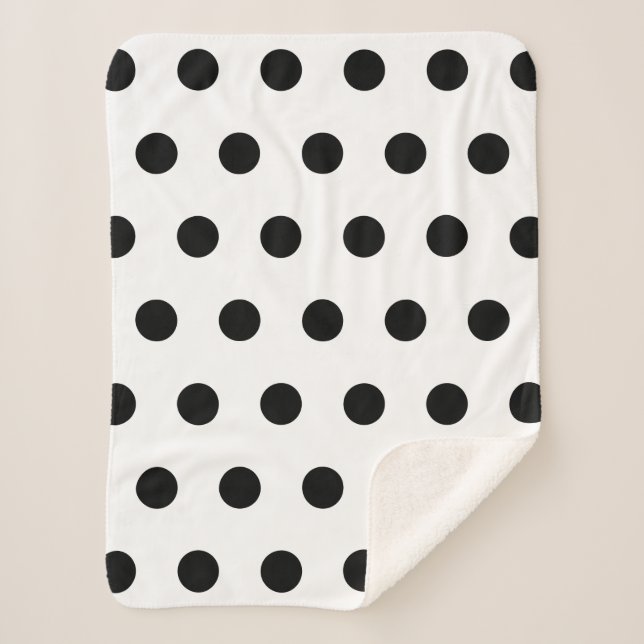 White and Black Polka Dot Sherpa Blanket (Front)
