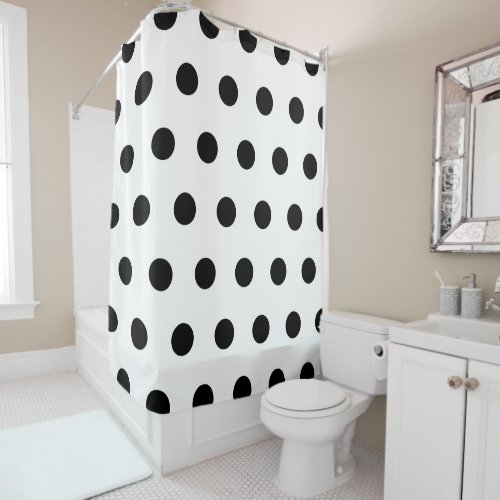 White and Black Polka Dot Shower Curtain