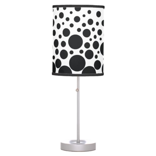 White and black polka dot table lamp