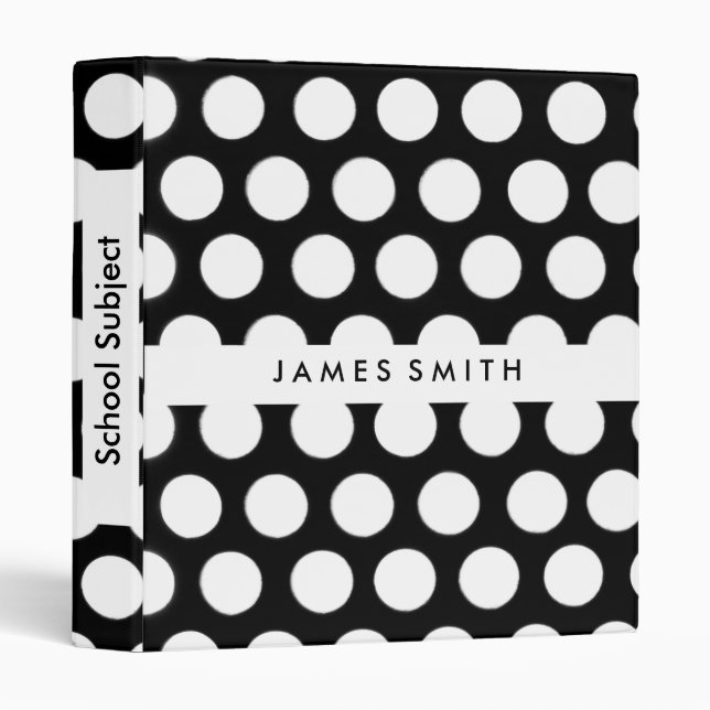 White And Black Polka Dots Badge Personalized Binder (Front/Spine)