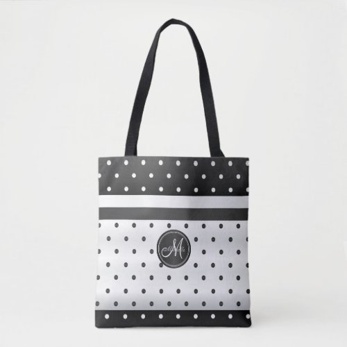 White and Black Polka Dots Tote Bag