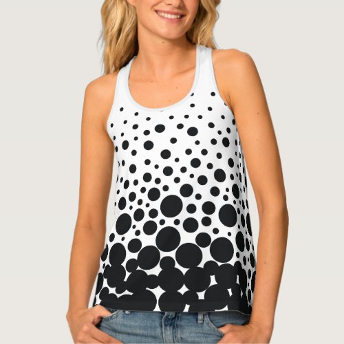 White and black polka dots Womens Tank Top
