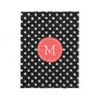 White And Black Polkadot Coral-Red Accents Fleece Blanket