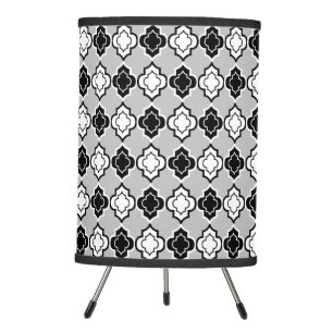 White and Black Quatrefoil Pattern and DIY Color Tripod Lamp